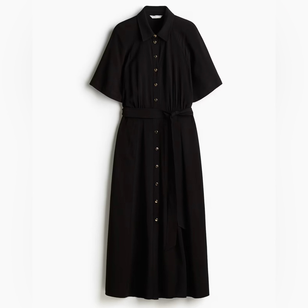 NWT H&M Black Tie-Belt Shirt Dress